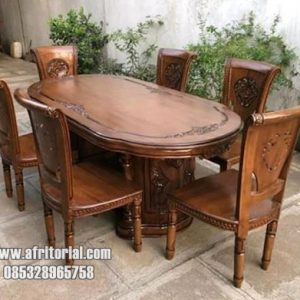 Kursi meja makan jati murah warna natural melamic polos tanpa jok kursi
