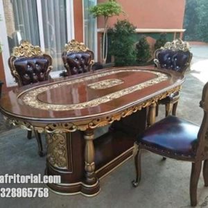 Meja makan kayu jati ukir jepara harga murah