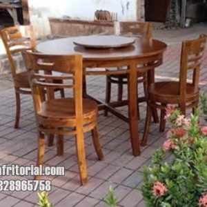 Meja makan putar bundar model minimalis sederhana