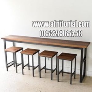 Set Meja Kursi Kantin Cafe Dan Bar Model Panjang
