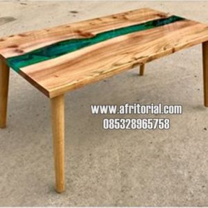 Meja Resin Kayu Trembesi Minimalis Murah Jepara
