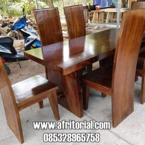 Set Meja Makan Trembesi Kayu Alami 6 Kursi Solid
