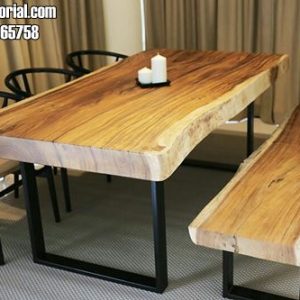 Top Table Kayu Utuh Dan Kursi Bangku Untuk Cafe