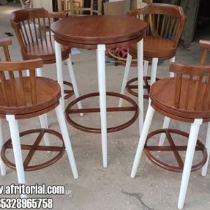 Meja Kursi Putar Kayu Jati Untuk Cafe Atau Resto