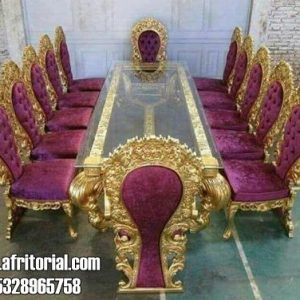 Meja Kursi Ukir Ruangan Makan 10 Kursi Model Mewah