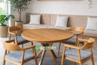 Set Kursi Cafe Minimalis Simple AFJ-263 Kayu Jati Meja Bundar